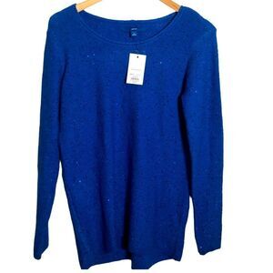 NWT sequin sweater wear with or w/out cowl-neck scarf(separate) Sz S cobalt blue
